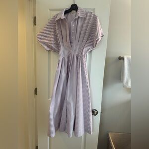 Anthropologie Purple Striped Midi Dress